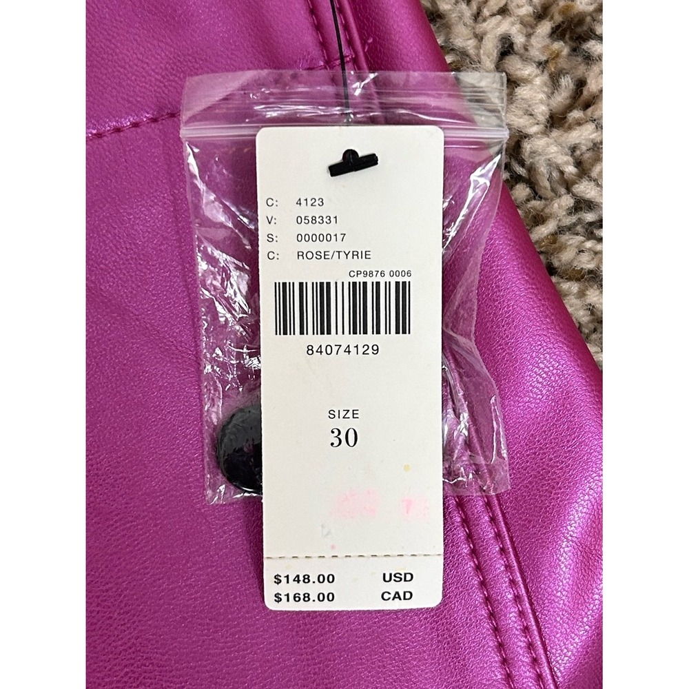 Maeve Anthro The Colette Cropped Wide-Leg Vegan Leather Pants Rose Pink Size 30 - Picture 5 of 10